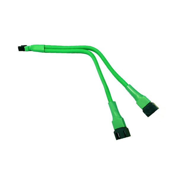 Green 3pin Fan Y Splitter Cable 20cm