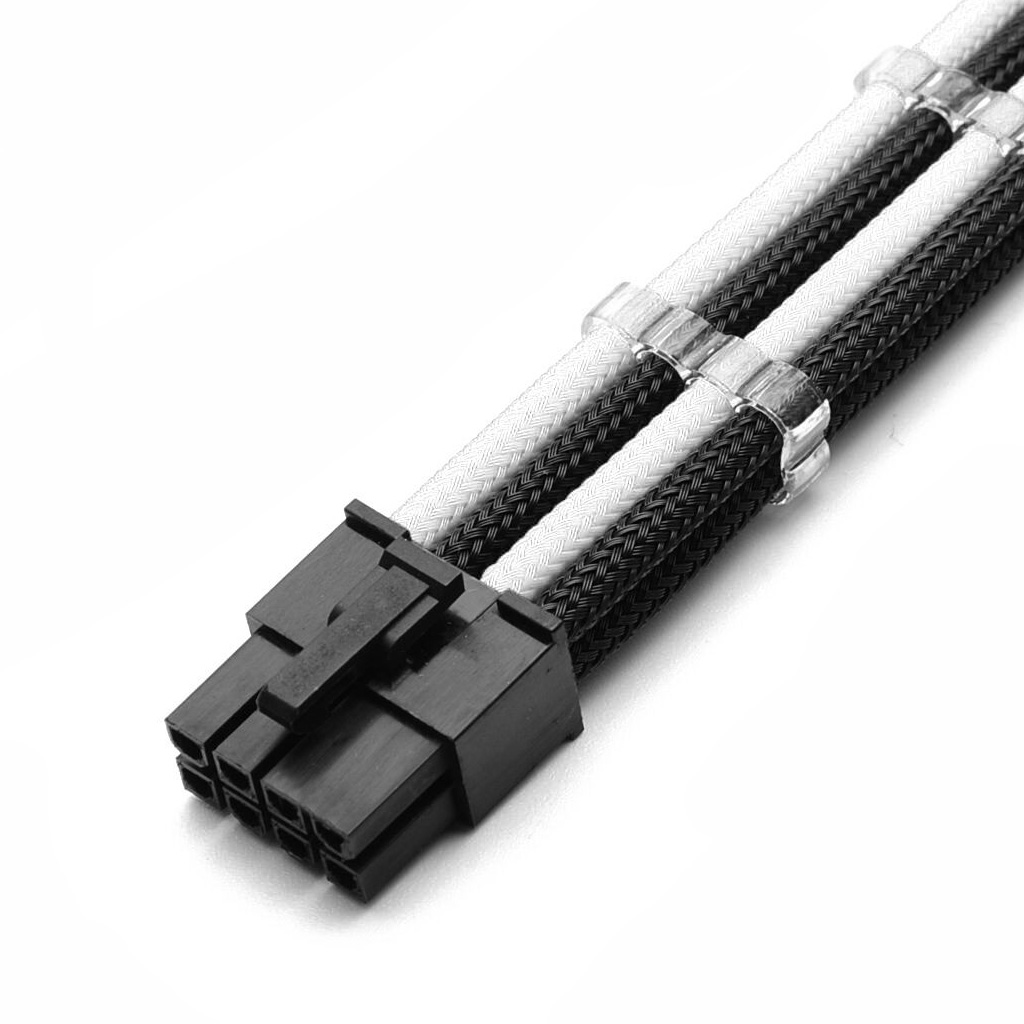 2 Cable Comb 8 Pin Pci-E GPU 30cm Extension Dark Blue Black Sleeved Shakmods